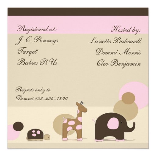 Stuffed Animal Baby Shower in Pink Custom Announcement