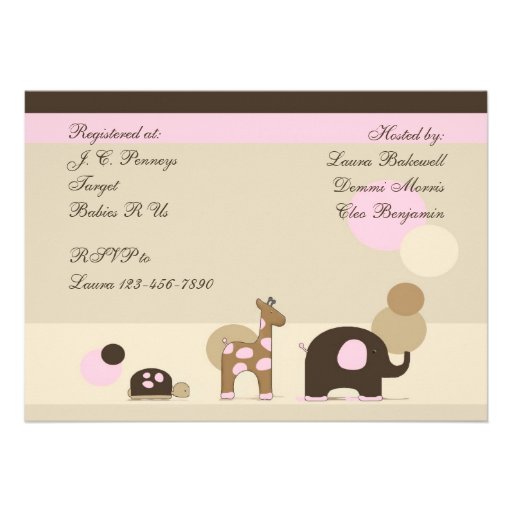 Stuffed Animal Girl Baby Shower Personalized Invite