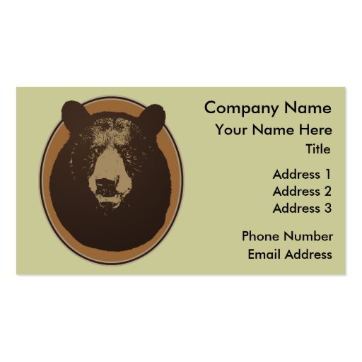 Stuffed Brown Bear Head on the Wall Business Card Templates