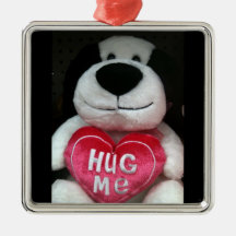 STUFFED DOG SAYS "HUG ME" ORNAMENT