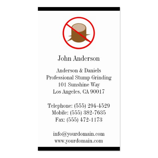 Stump Grinding Grinder Prune Tree Removal Service Business Card Template (back side)