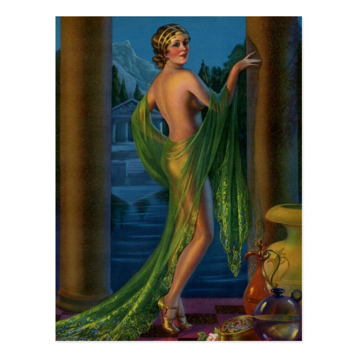 Stunning Art Deco Pin Up Art Postcard Zazzle