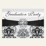 Stunning Black and Silver Damask Graduation Party invitations
