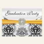 Stunning Black Damask Gold Ribbon Graduation Party invitations
