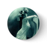 Stunning Blue Vintage Posing Beauty Pinback Buttons
