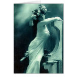 Stunning Blue Vintage Posing Beauty Card