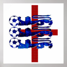 Stunning England soccer ball 3 lions gear Print