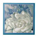 Stunning Georgia O'Keefe White Rose and Larkspur Ceramic Tile
