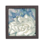 Stunning Georgia O'Keefe White Rose and Larkspur Jewelry Box