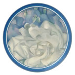 Stunning Georgia O'Keefe White Rose and Larkspur Melamine Plate