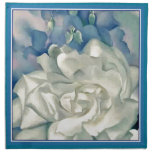Stunning Georgia O'Keefe White Rose and Larkspur Napkin