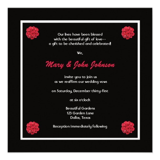 Stunning Red Roses Vow Renewal Invitation