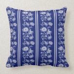 Stunning Royal Blue Floral Chinese Pattern Pillow pillows