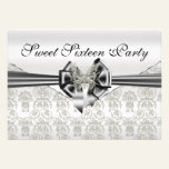 Stunning Silver Damask and Butterfly Sweet Sixteen invitations