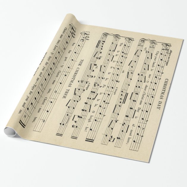 Stunning Unusual Vintage Christmas Music Sheet Wrapping Paper 1/4