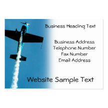Stunt plane flying with smoke trail business card templates