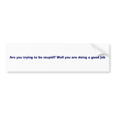 Stupid Bumper Sticker by cinda07
