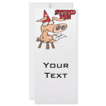 stupid pig dunce hog cartoon rack card design