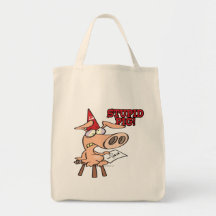 stupid pig dunce hog cartoon tote bags