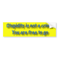 Stupidity Is Not A Crime bumper stickers by StarK8tz Stupidity Is Not A Crime bumper stickers