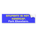 STUPIDITY IS NOT A HANDICAP bumper stickers by trish1968 STUPIDITY IS NOT A HANDICAP bumper stickers