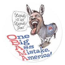 Stupidly is Anti-Obama Donkey Gear stickers by YesPoliticsSuck Stupidly is Anti-Obama Donkey Gear stickers