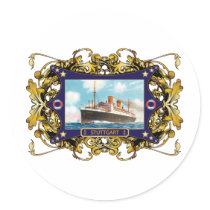 Stuttgart  Vintage Steamship Passenger Ship Round Stickers