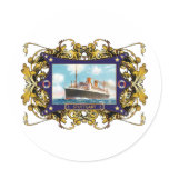 Stuttgart  Vintage Steamship Passenger Ship Round Stickers