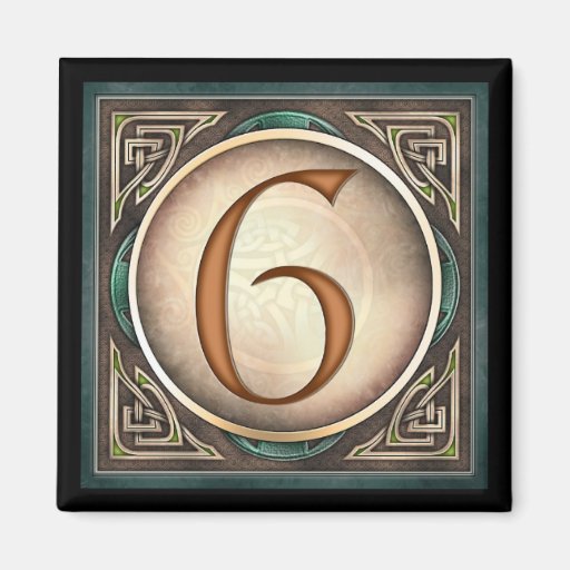Style A, "6" - Celtic Number Magnets