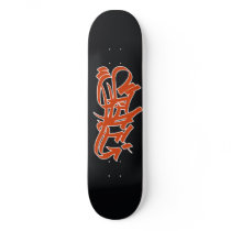 Style red graf on black skate board