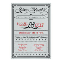Stylin Metallic Red & Black DIY Wedding Invitation