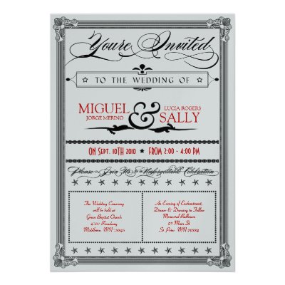 Stylin Metallic Red & Black DIY Wedding Invitation