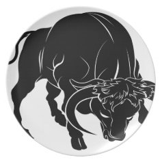 Stylised bull illustration plate