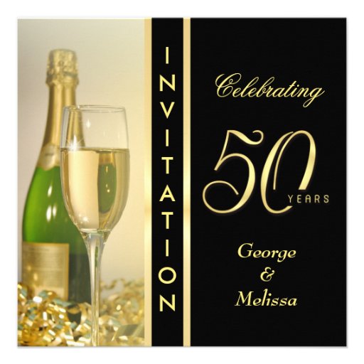 Stylish 50th Anniversary - Square Invitations