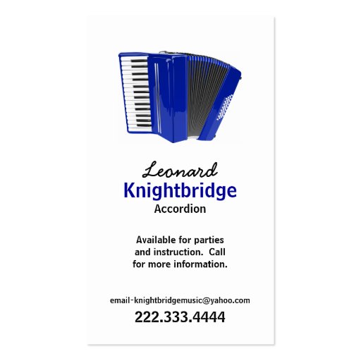 Stylish Accordion Business Card (front side)