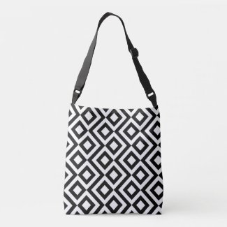 Stylish All-Over-Print Black and White Meander Tote Bag