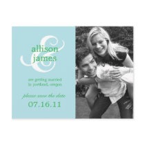Stylish Ampersand Save The Date Postcard (Blue)