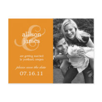 Stylish Ampersand Save The Date Postcard (Orange)