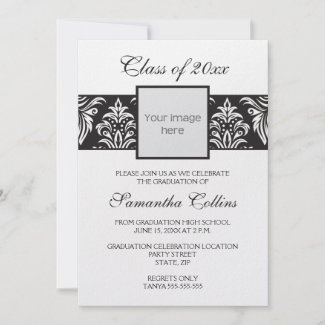 Stylish and elegant damask graduation invitation invitation