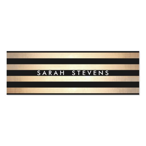 Stylish and Gold Thin Black Striped Modern Business Card Template (front side)
