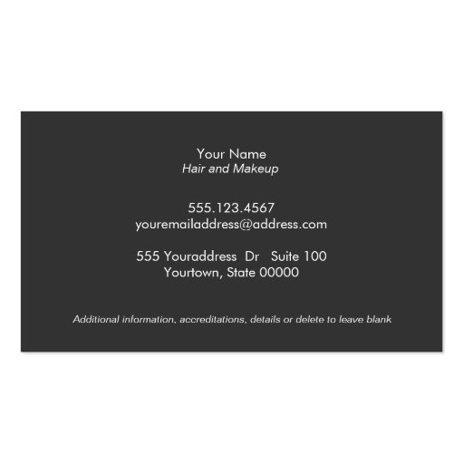 Stylish and Modern Faux Sequins Fashion and Beauty Business Card (back side)
