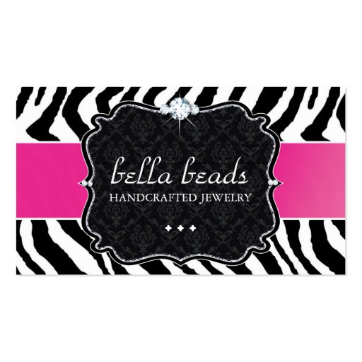 Stylish and Modern Zebra Print  Business Card (front side)