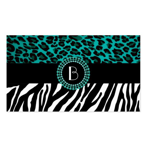 Stylish Animal Prints Zebra and Leopard Patterns Business Card Template (back side)