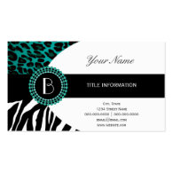 Stylish Animal Prints Zebra and Leopard Patterns Business Card Template