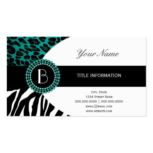 Stylish Animal Prints Zebra and Leopard Patterns Business Card Template (front side)