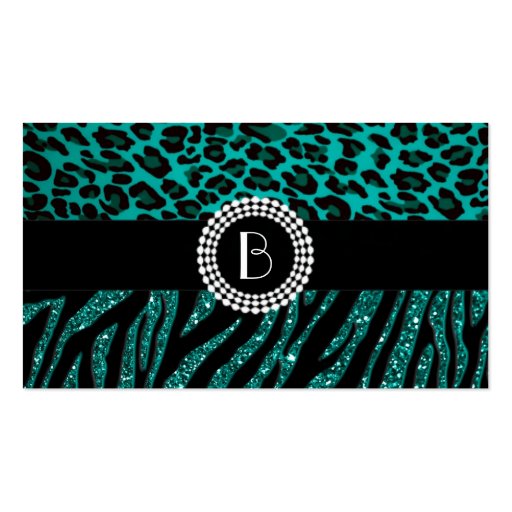 Stylish Animal Prints Zebra and Leopard Patterns Business Card Template (back side)