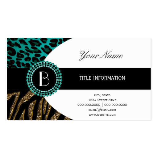 Stylish Animal Prints Zebra and Leopard Patterns Business Card Template (front side)