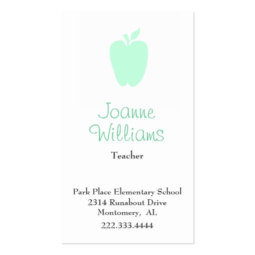 Stylish Apple Teacher Business Card (front side)
