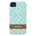 Stylish Aqua Giraffe Pattern iPhone 4 Case