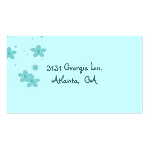 Stylish Aquamarine and Tan Mommy calling card Business Card Template (back side)
